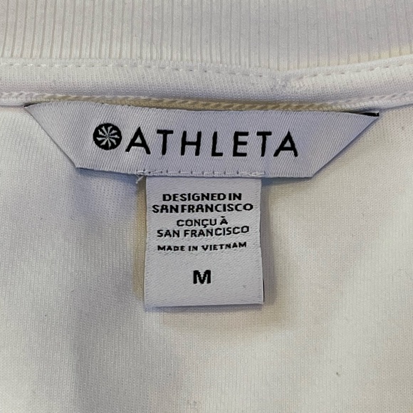 Athleta white mixed media long sleeve pullover Top Perforated Underarms Size M - Picture 2 of 11